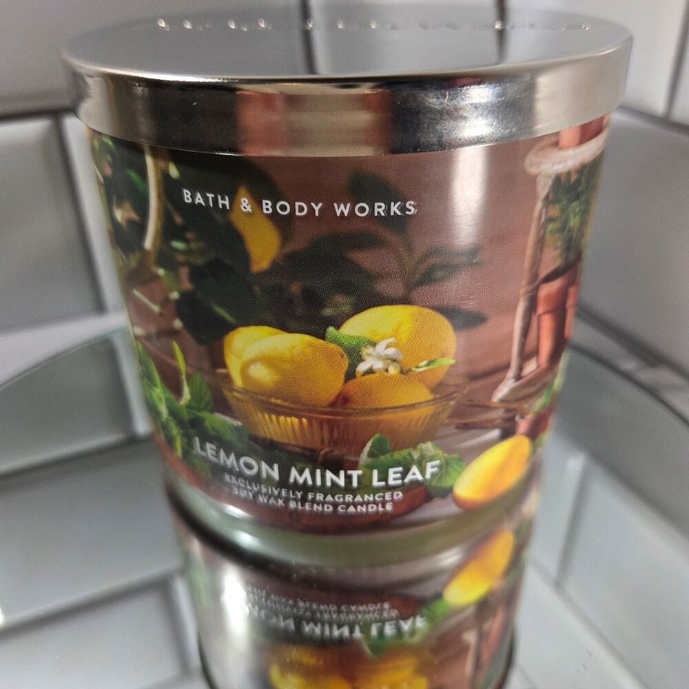 NEW Bath & Body Works Lemon Mint Leaf 3-Wick. Scented Candle 14.5 oz
